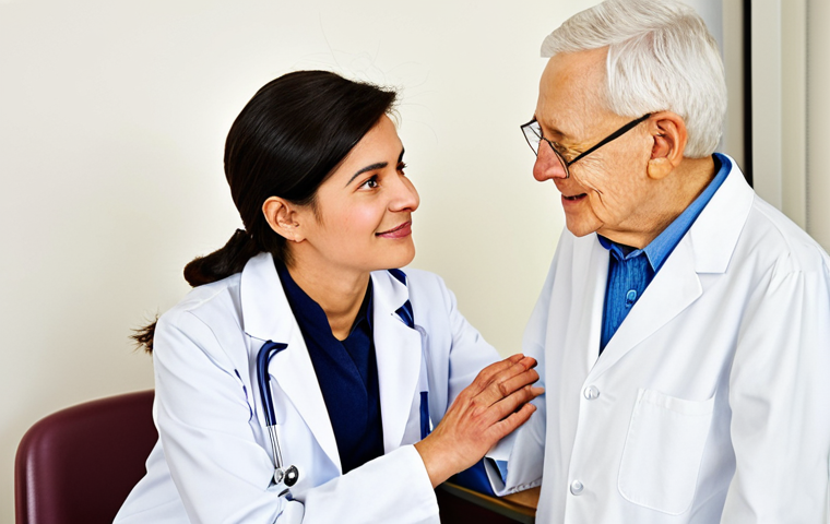 감각 디자인과 사용자 맞춤형 솔루션 - Empathetic Interaction**
"A kind doctor in a modest white coat, interacting compassionately with an...