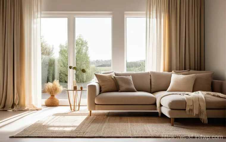 감각 디자인을 위한 기본 원칙과 기법 - **Prompt: A tranquil and inviting living room filled with sensory richness. A plush velvet sofa in a...