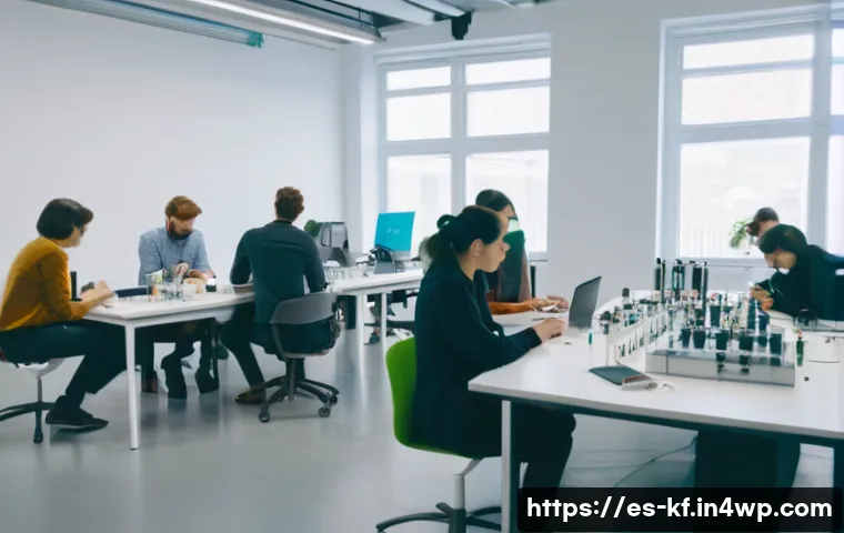 감각 디자인 프로젝트에서의 위험 관리 - A modern sensory design laboratory scene showing a diverse group of professionals conducting early-s...