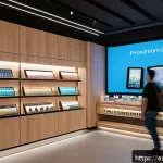 감각 디자인을 위한 사용자 테스트 기법 - A modern retail store interior in a warm, inviting atmosphere designed for multisensory experiences,...